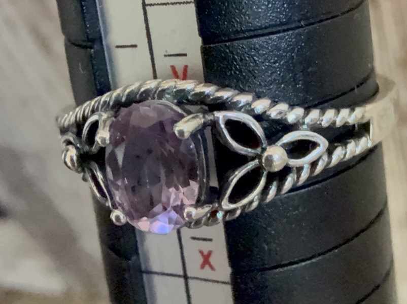 Avon 925 RJ Sterling Silver Amethyst Ring Size 11 Vintage