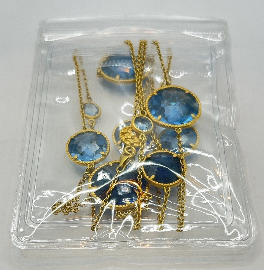 Freida Rothman 925 Imperial Blue 14K Plated 36” Station Necklace $650, $450 NWOT
