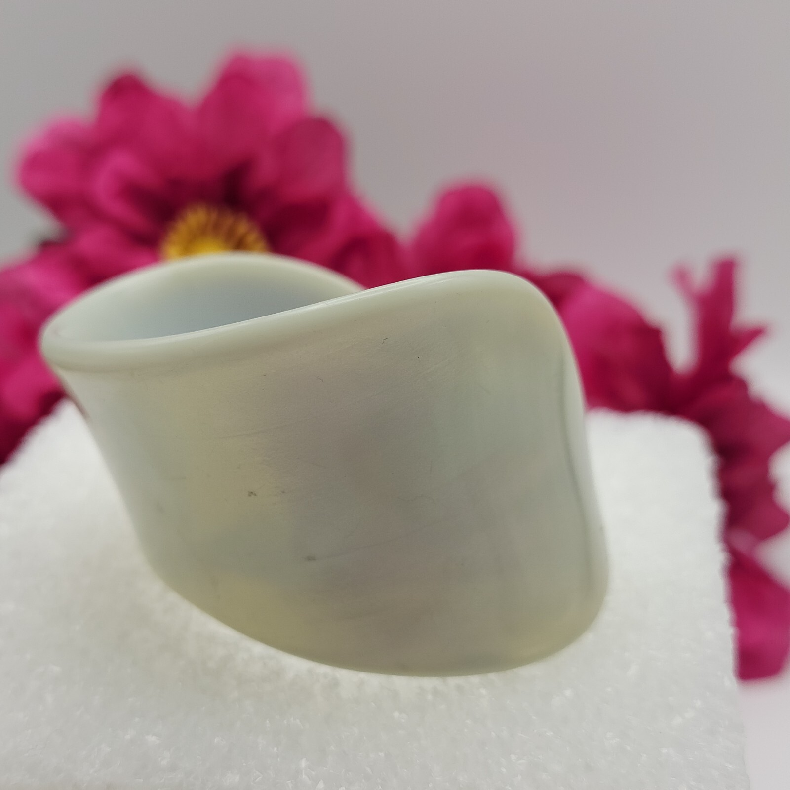 Blue Pearlized Lucite Asymmetrical Cuff Bracelet 6 Inch