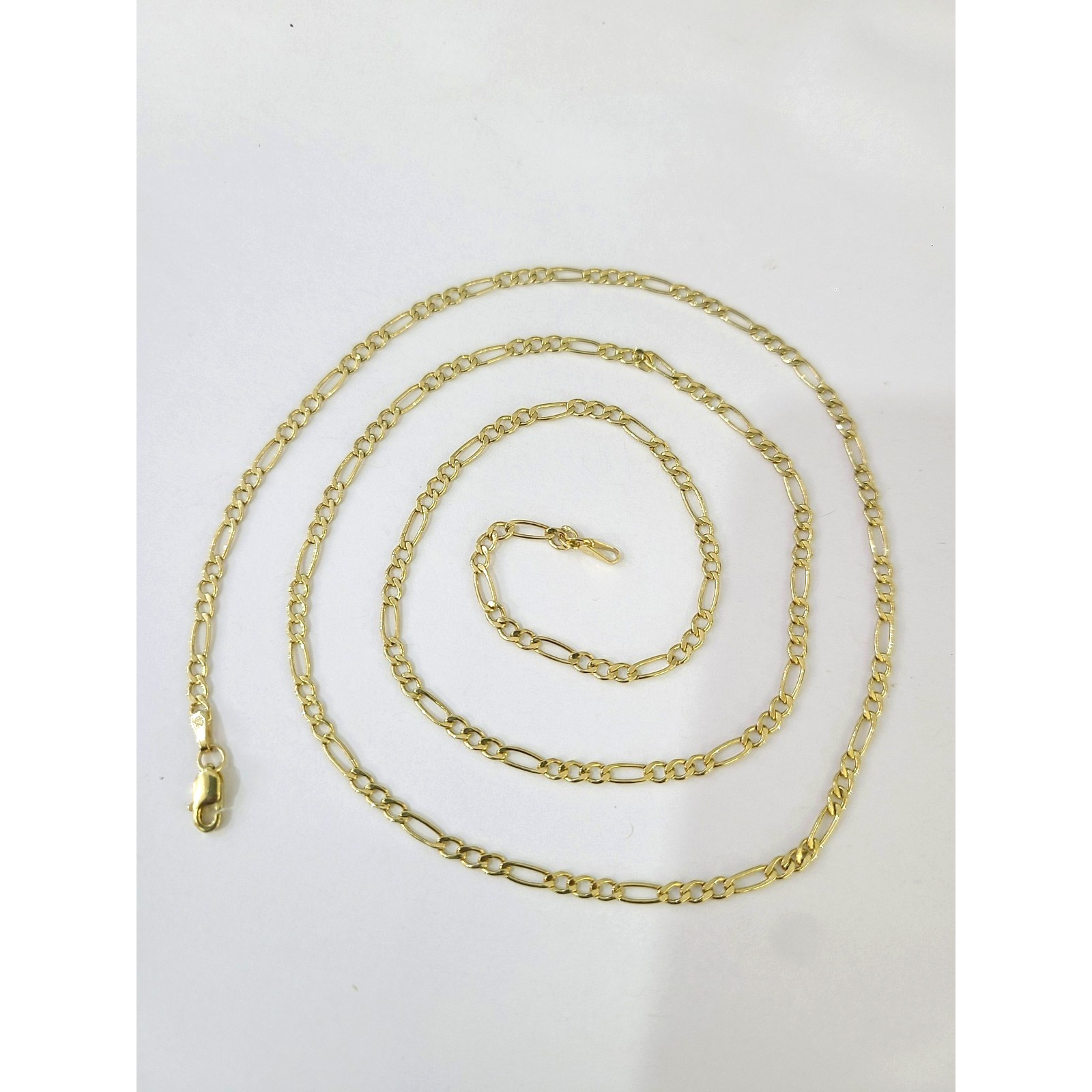 Real 10K Gold Figaro Chain Necklace 18 in 2.5mm Diamond Cut Unisex Jewelry