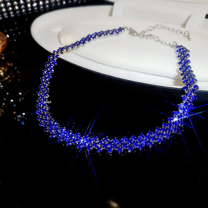 Rhinestone Collar Necklace Full Crystal Geometric 35+5cm Women Jewelry