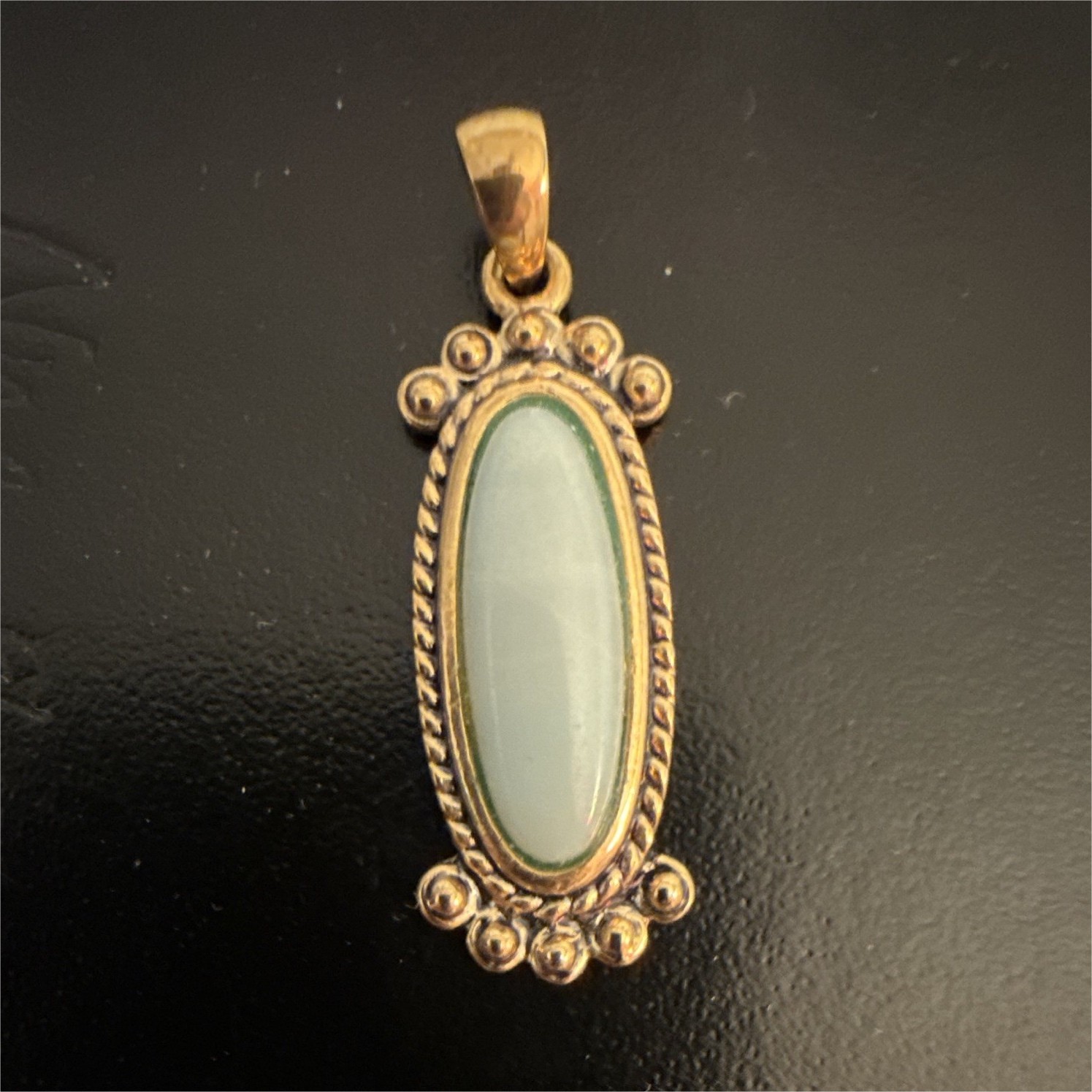 Gold Tone Oval Bezel Set Blue Cabochon Charm Pendant, Metal, 1 Gemstone