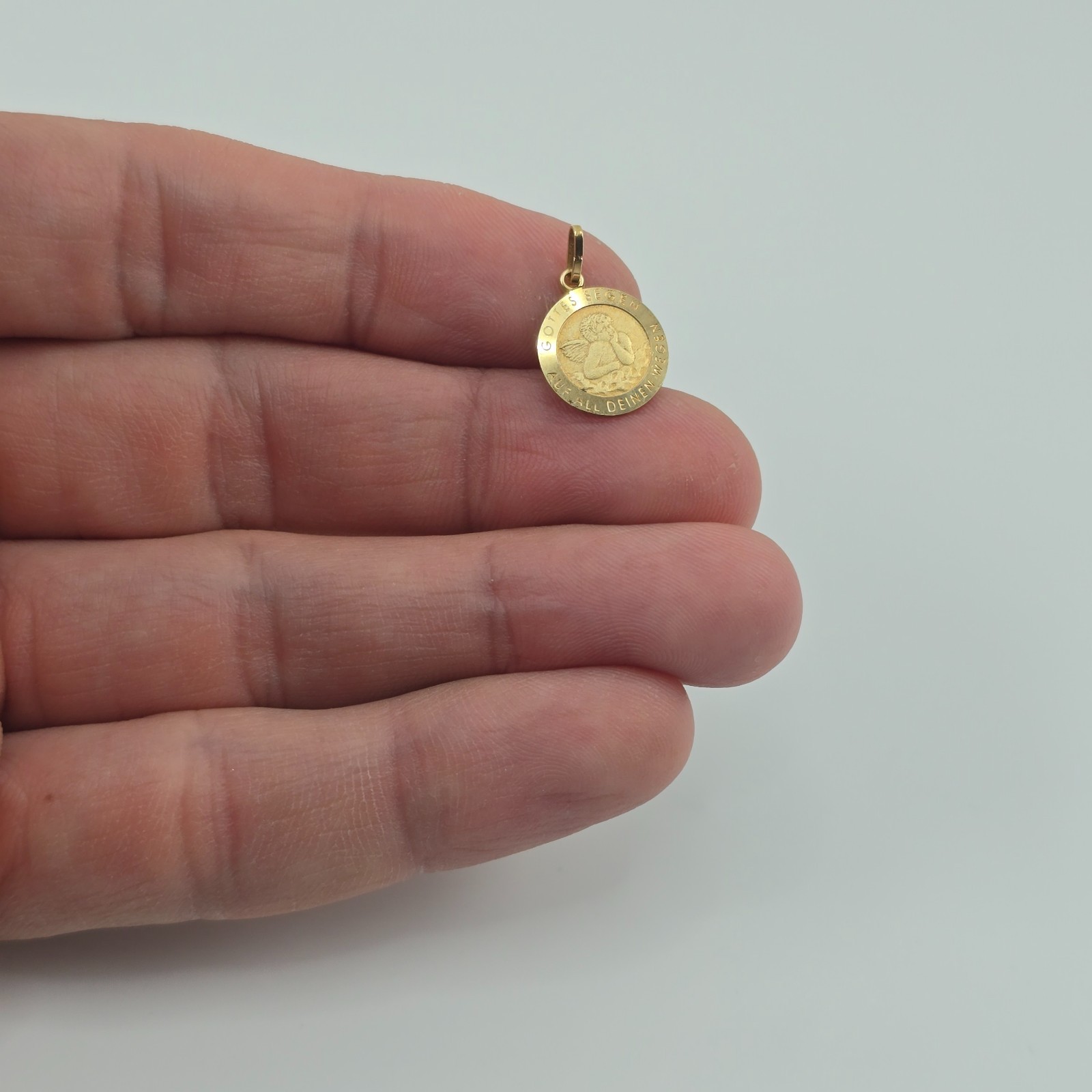 Small Germany 8k Gold, Gottes Segen Auf All Deinen Wegen Angel Religious Pendant