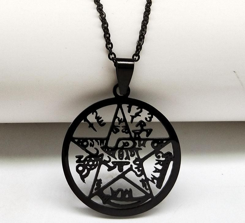 Pentagram Tetragrammaton Pendant Necklace Stainless Steel Men Women Perfect Gift