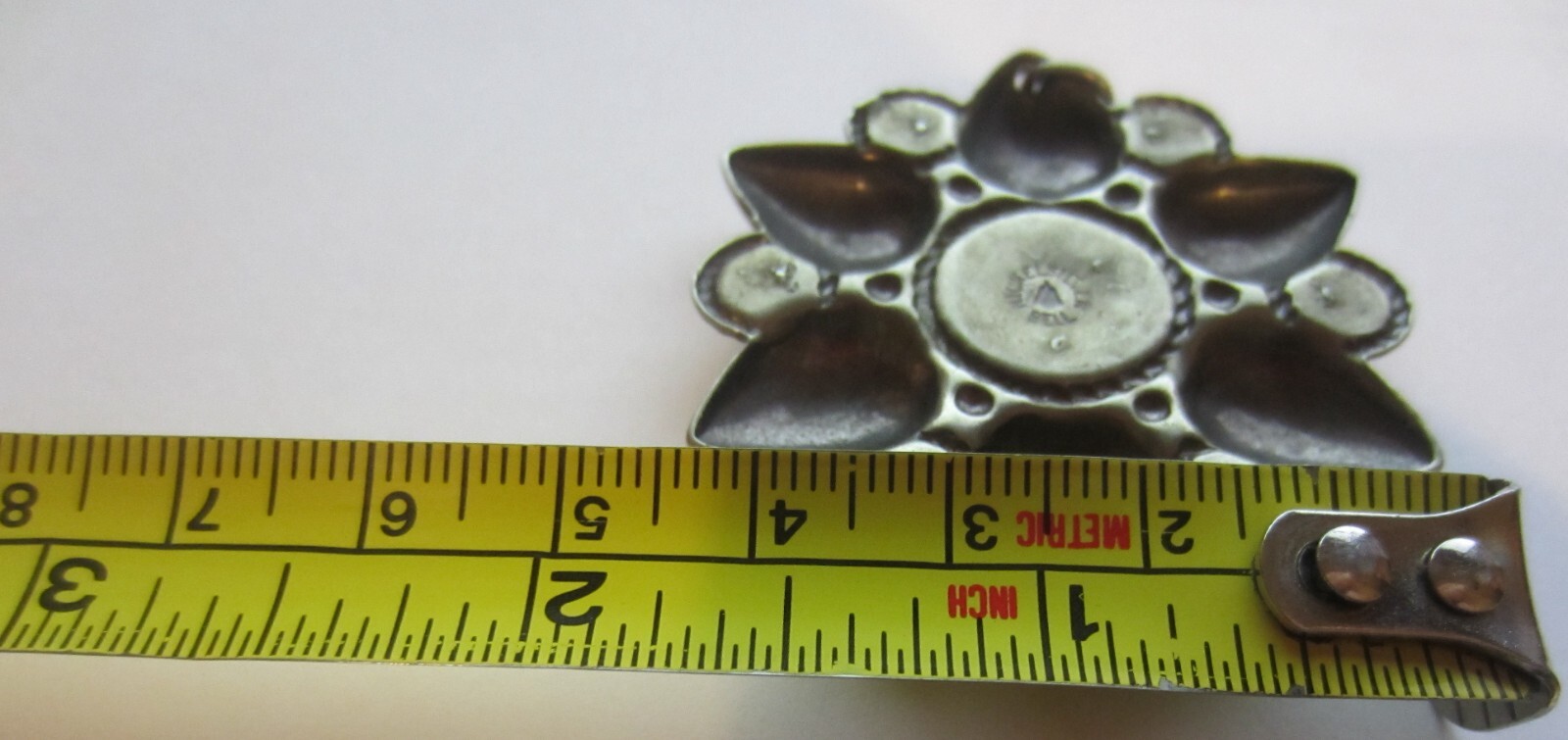 Vintage Nickle Silver Faux Turquoise star burst pendent Bell Trading Post