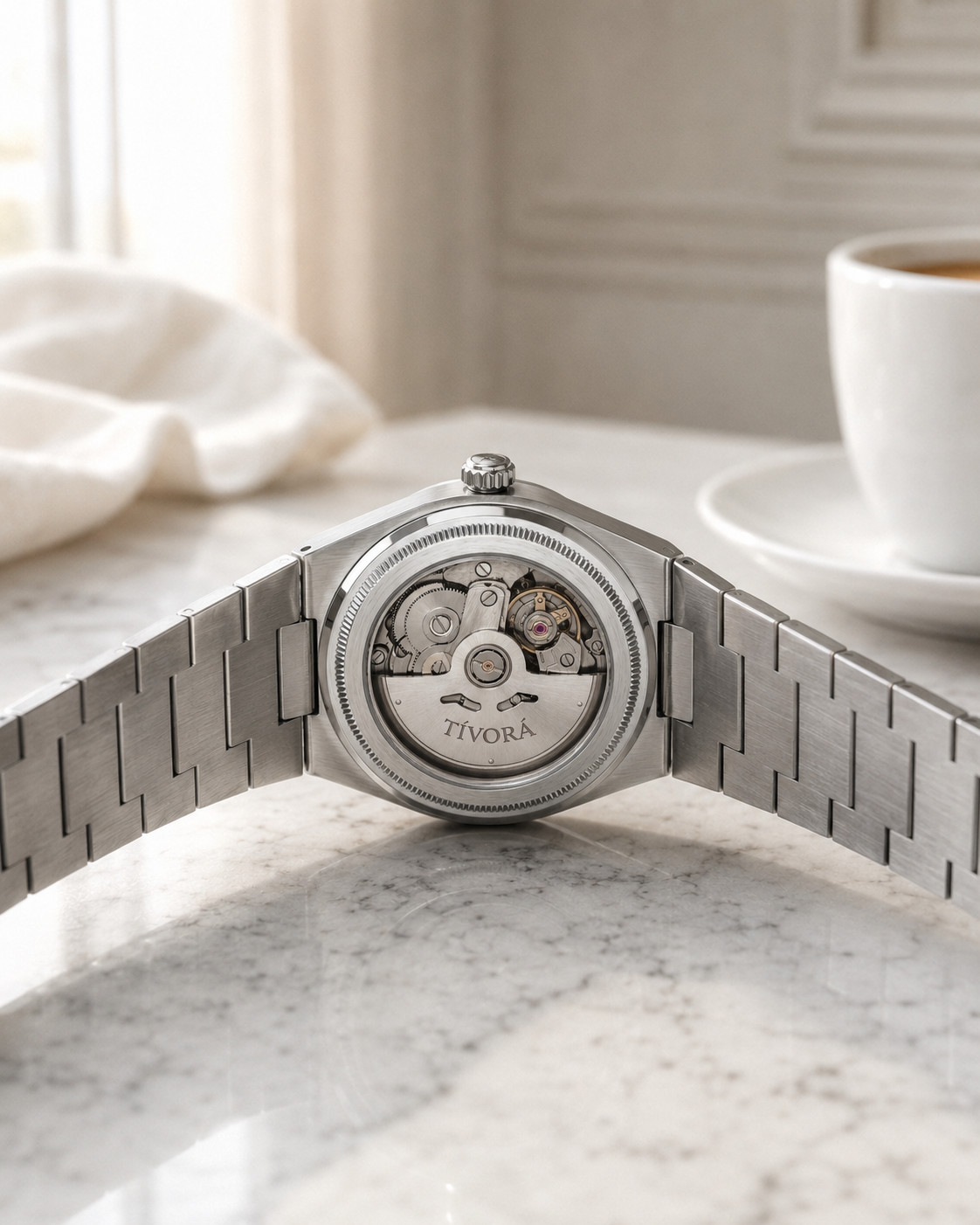 TÍVORÁ Échelon Argent Steel Azure Dial – Custom Branded Automatic Watch