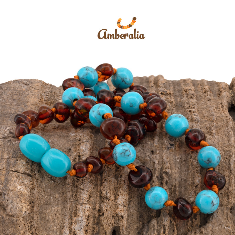 Amberalia Baltic Amber Necklace with Amethyst – 8 Styles – 12.5″ (32cm)