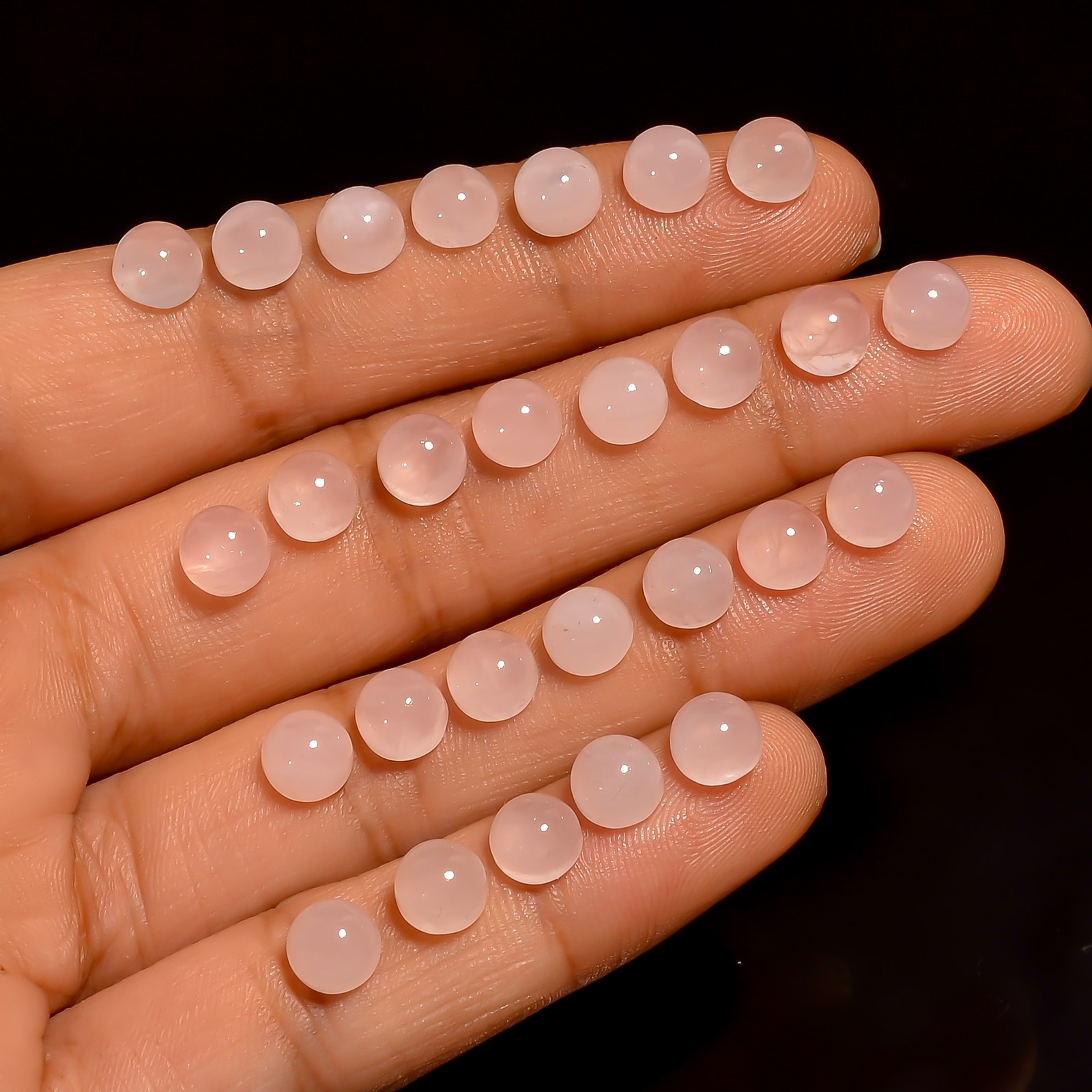 Natural Rose Quartz Round Shape Cabochon Loose Gemstone Lot 20 Ct. 5X5 mm