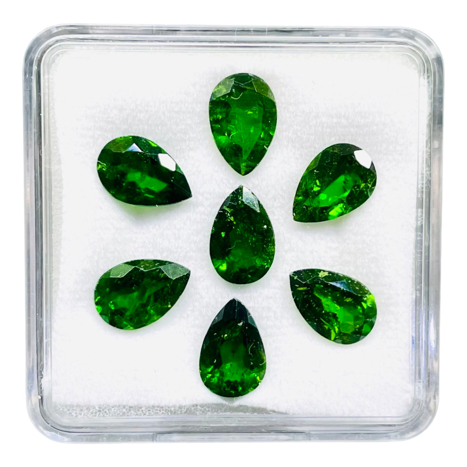 Natural Chrome Diopside 7 Pcs 9x6mm Pear Cut Vivid Green Loose Gemstones Lot