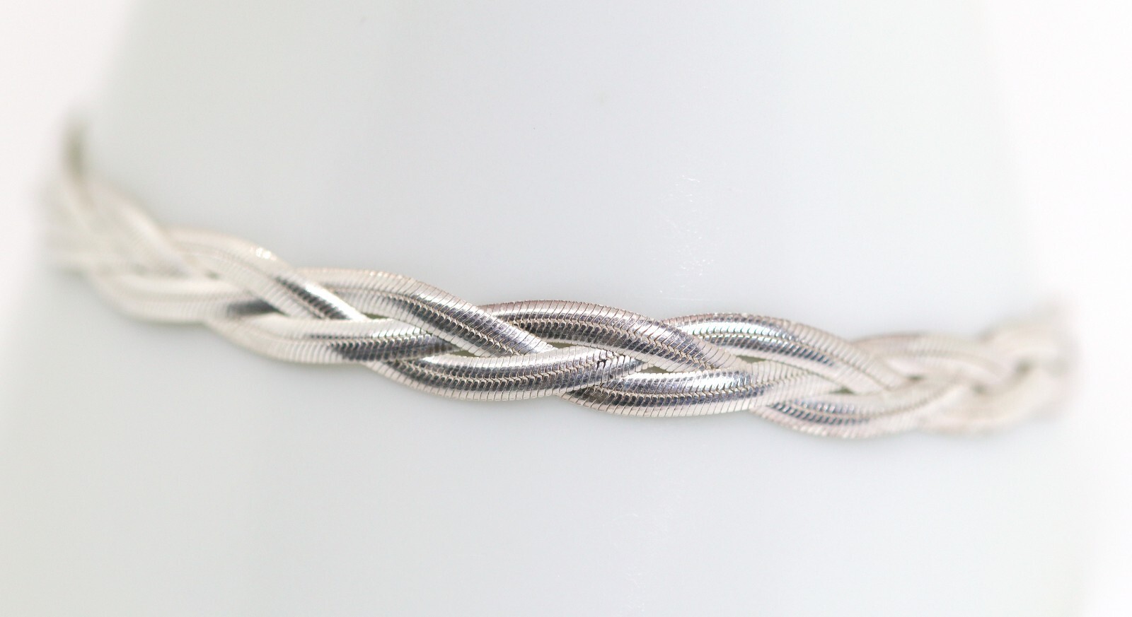 925 ITALY BIB, Snake Chain Ladies Bracelet Braided, L: 18-19cm Lobster Clasp