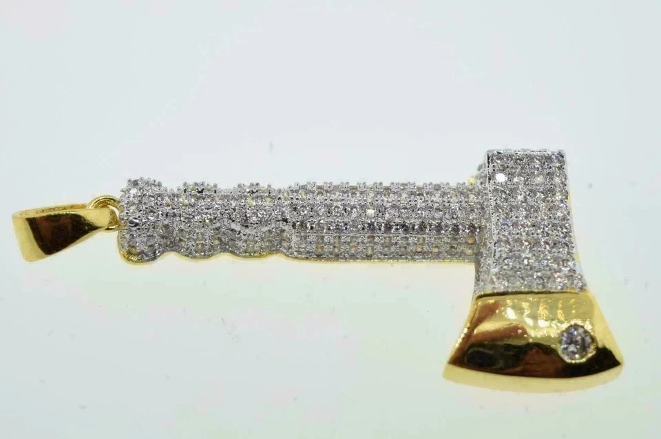2.2CT Round Cut Lab Created Diamond Men’s Chain Pendant 14K Yellow Gold Plated