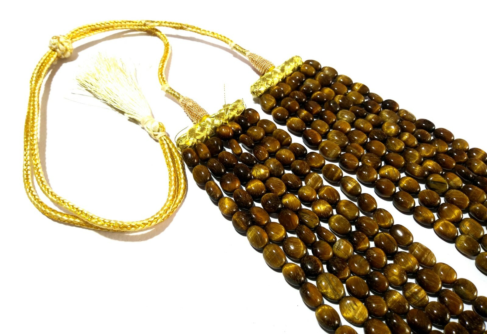 16″-20″inch Necklace Natural Tiger’s Eye Oval Smooth 5×7-6x8mm Necklace Beads