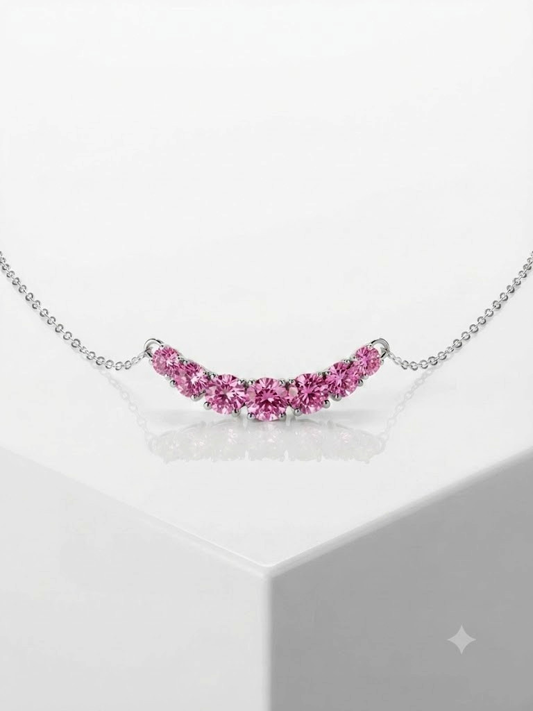 RARE 8.20 Ct Pink Diamond Necklace, Amazing Shine, FREE Diamond Studs