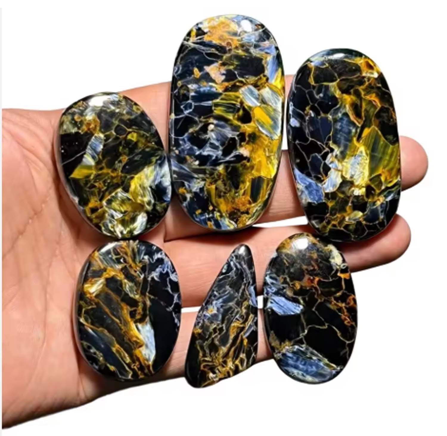 6 Pcs Natural Pietersite Chatoyant Cabochon Moving Clouds 120.00Cts Lot Gemstone