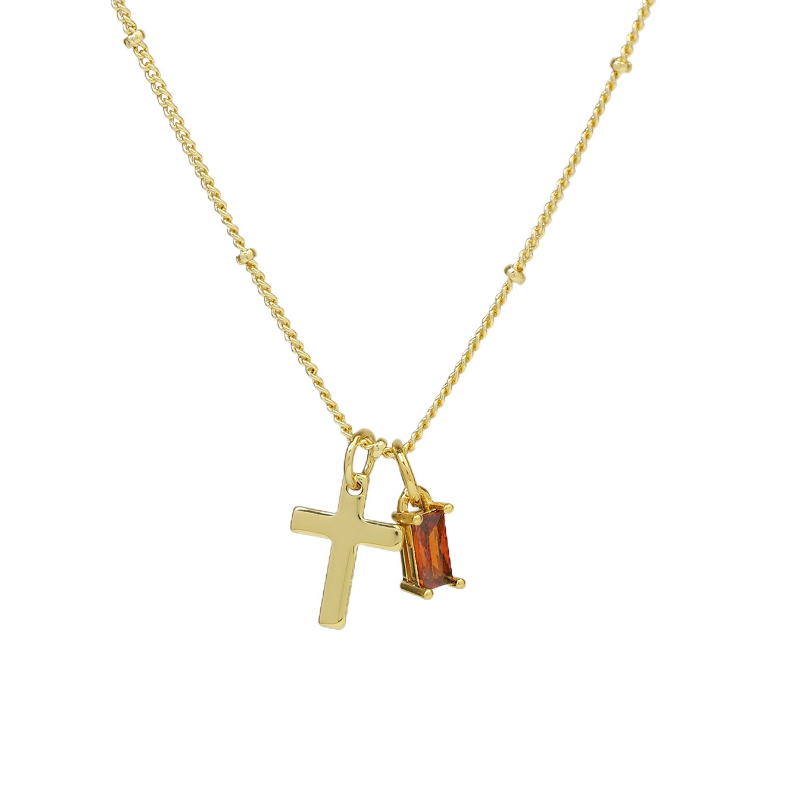 December Birthstone Handmade Religious Cross Pendant Necklace for Birthday Gift