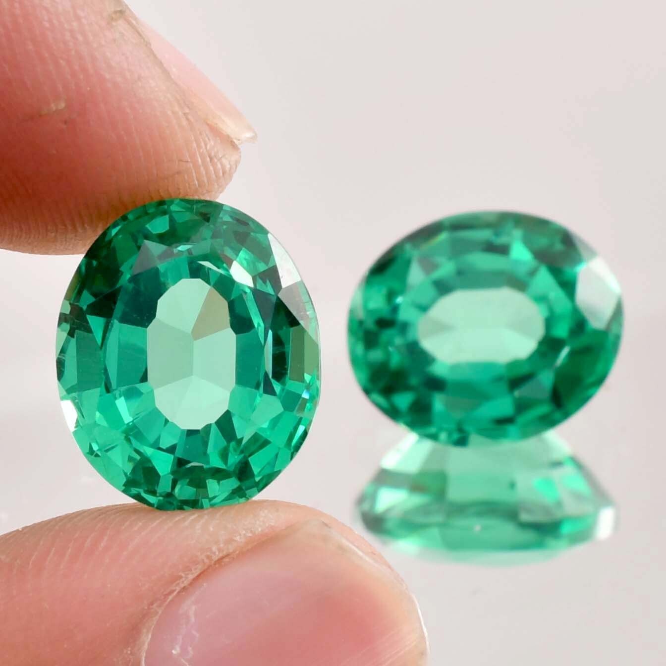 1 Pair 12×16 MM Natural Green Colombian Emerald Oval Cut Loose Gem GIT Certified