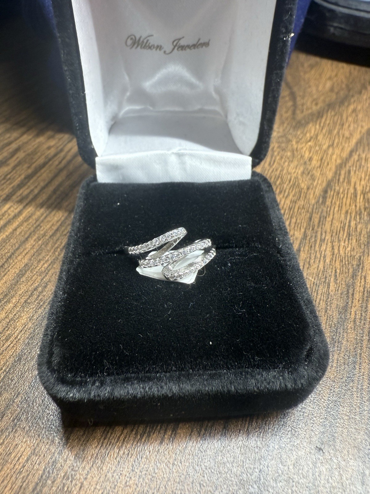 Sterling Silver 3 Row Swirl CZ Ring Sz 6,7,8,8.5,9 Anti Tarnish