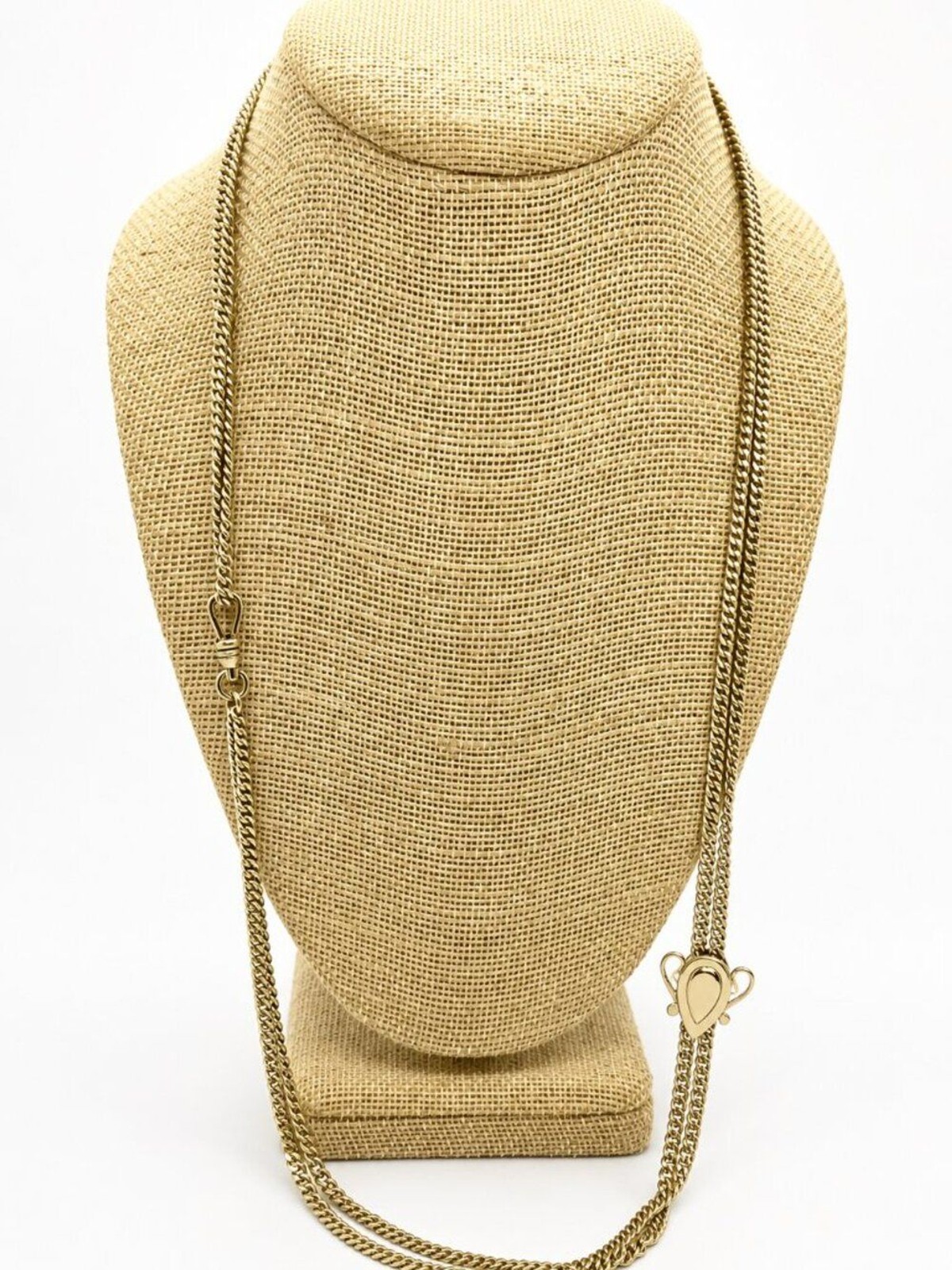 VICTORIAN REVIVAL NECKLACE Adjustable Slider Fob Albert Chain Gold Tone Vintage