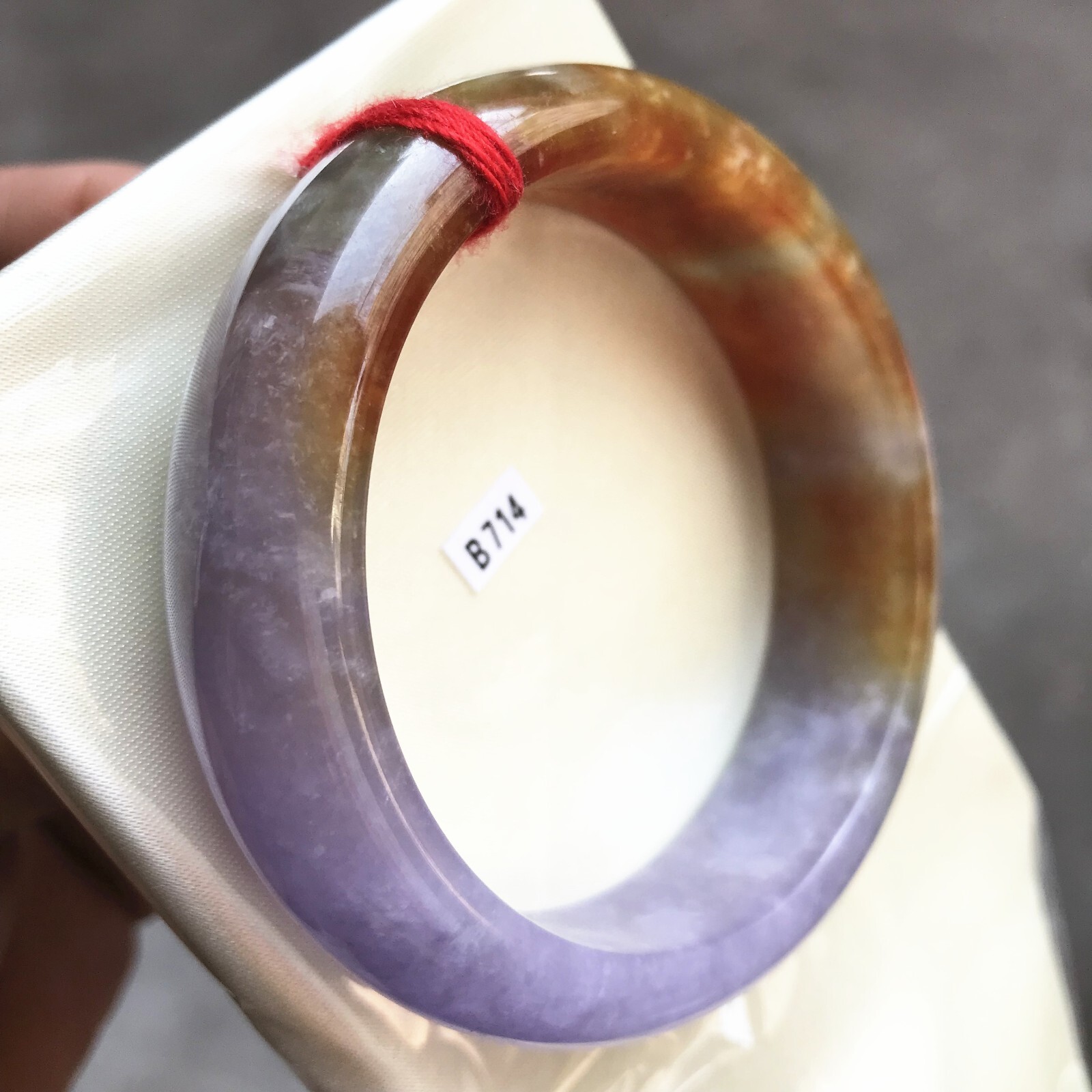 58.3mm Natural Ice Red Lavender Jadeite Jade Bracelet Burma Jade Bangle