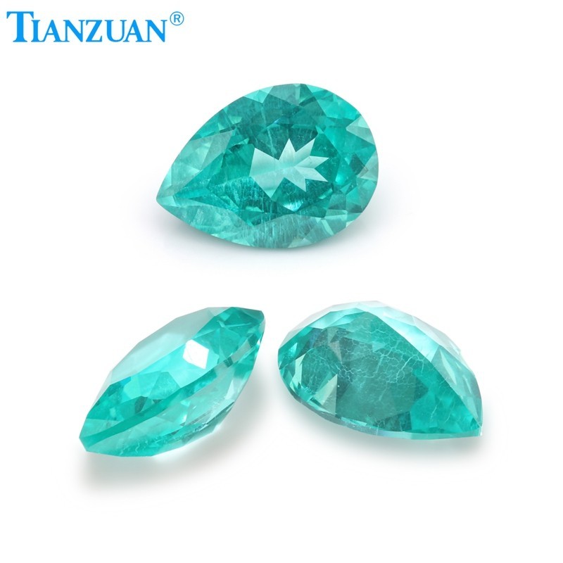 Synthetic YAG Pear Shape Neon Paraiba Color with inclusions loose Gemstones