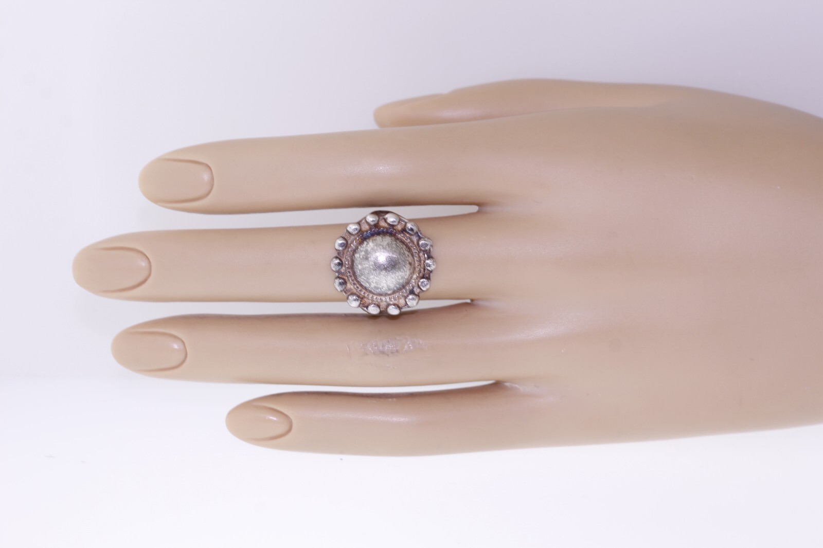 Sterling Silver 20.6mm Beaded Halo Ball Ring
