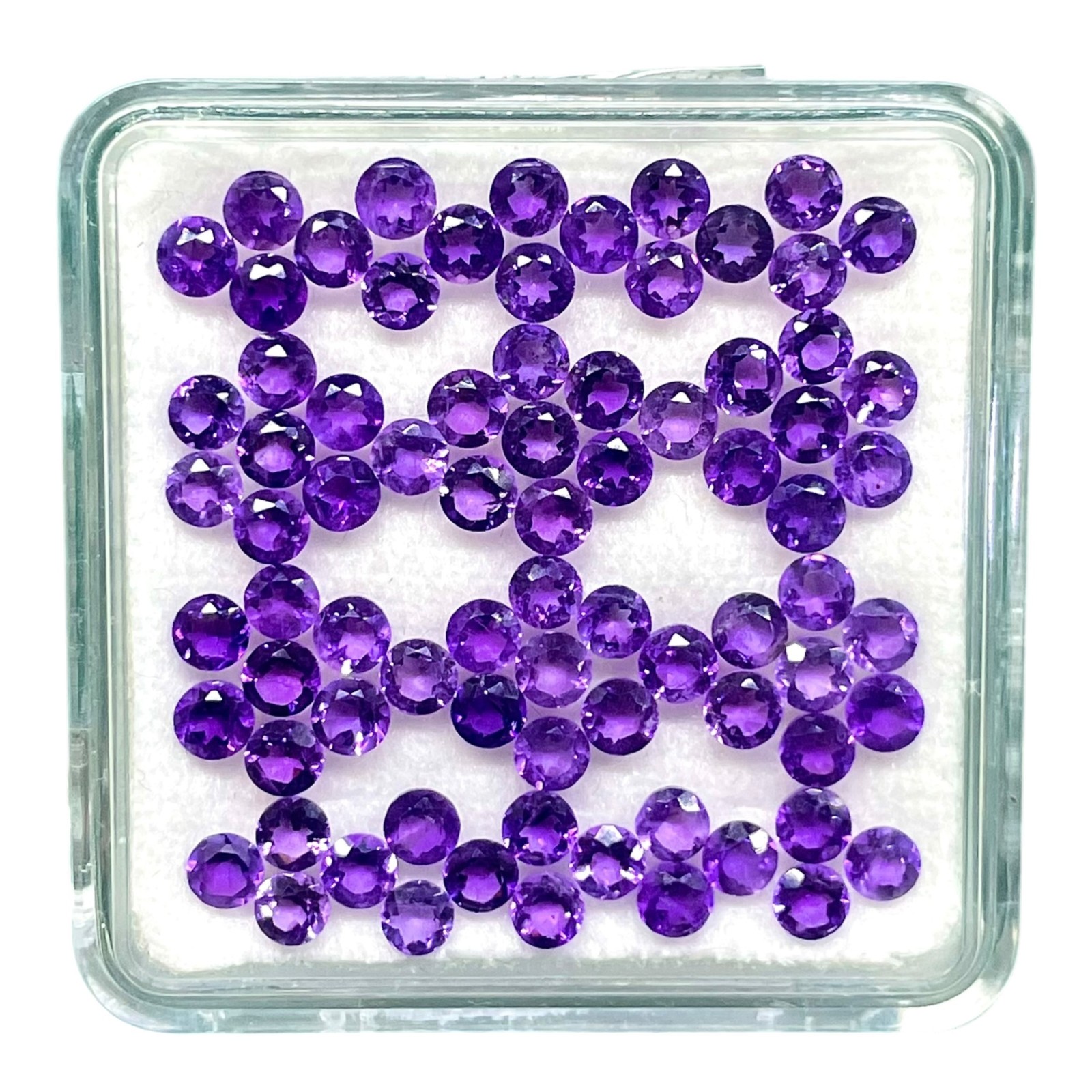 100 Pcs Natural Amethyst 3mm Round Cut Rich Purple Untreated Loose Gemstones Lot