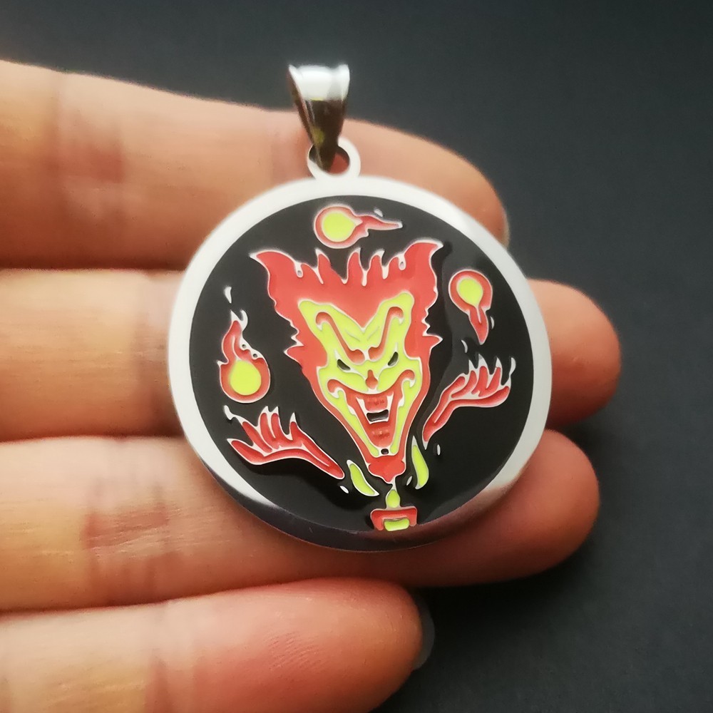 Red Enamel Stainless Steel ICP Jeckel Brothers Juggalo Charm Hatchetman Necklace