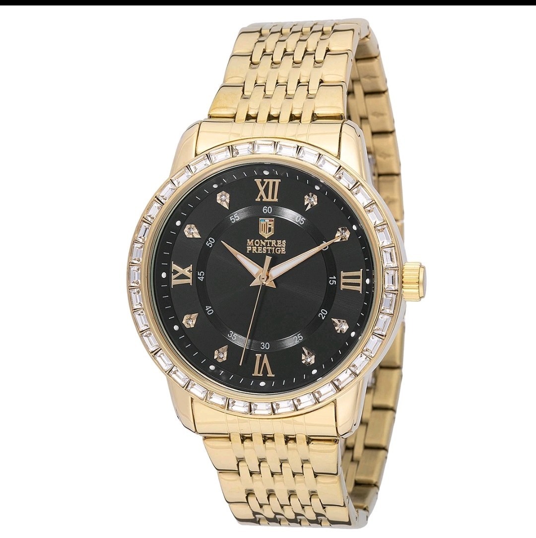 Montres Prestige X 45mm Mens Gold Watch Crystal Bezel 30m H2o Resistant MPW-0238