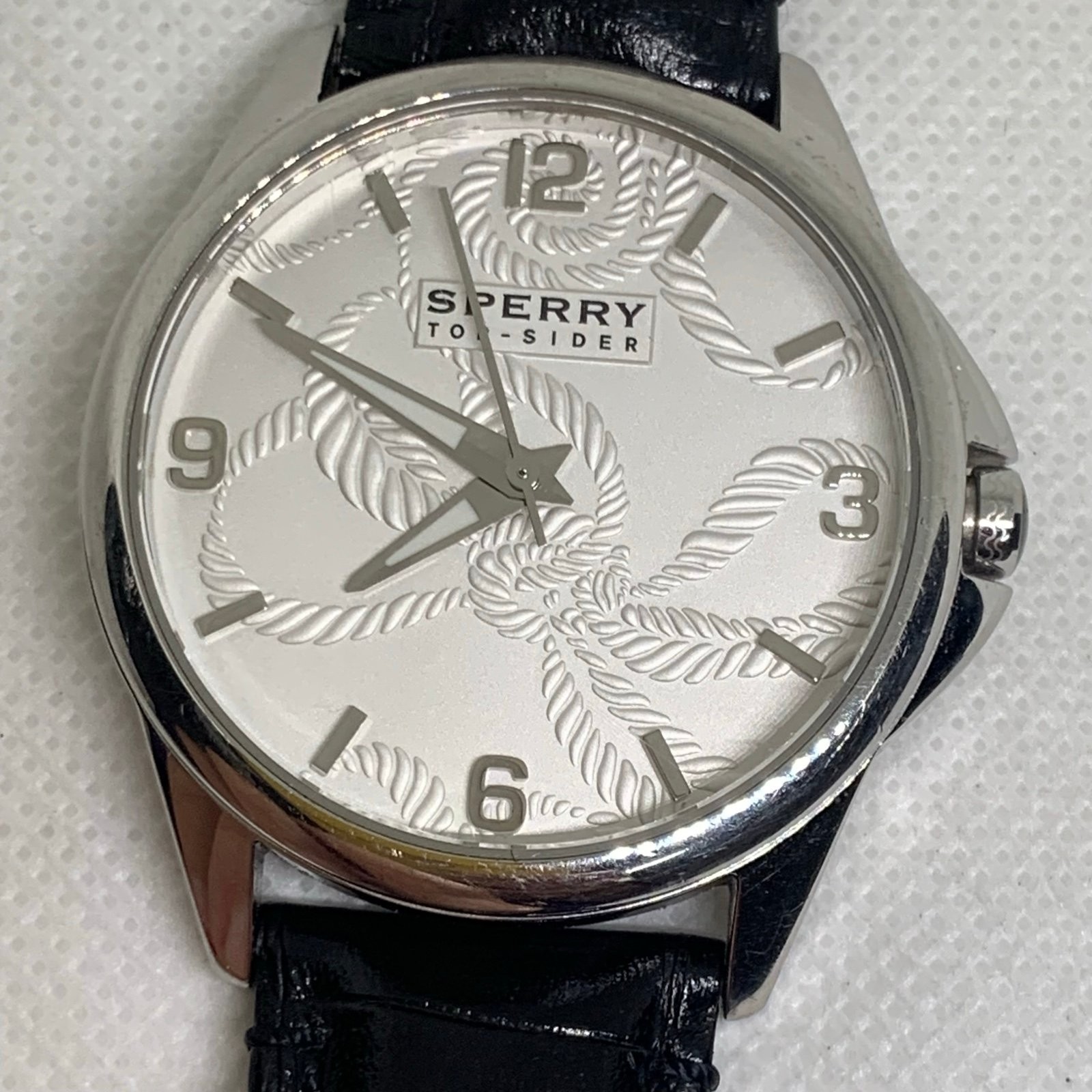 Sperry Top-Sider Kinney men’s watch 38mm stainless black leather quartz running