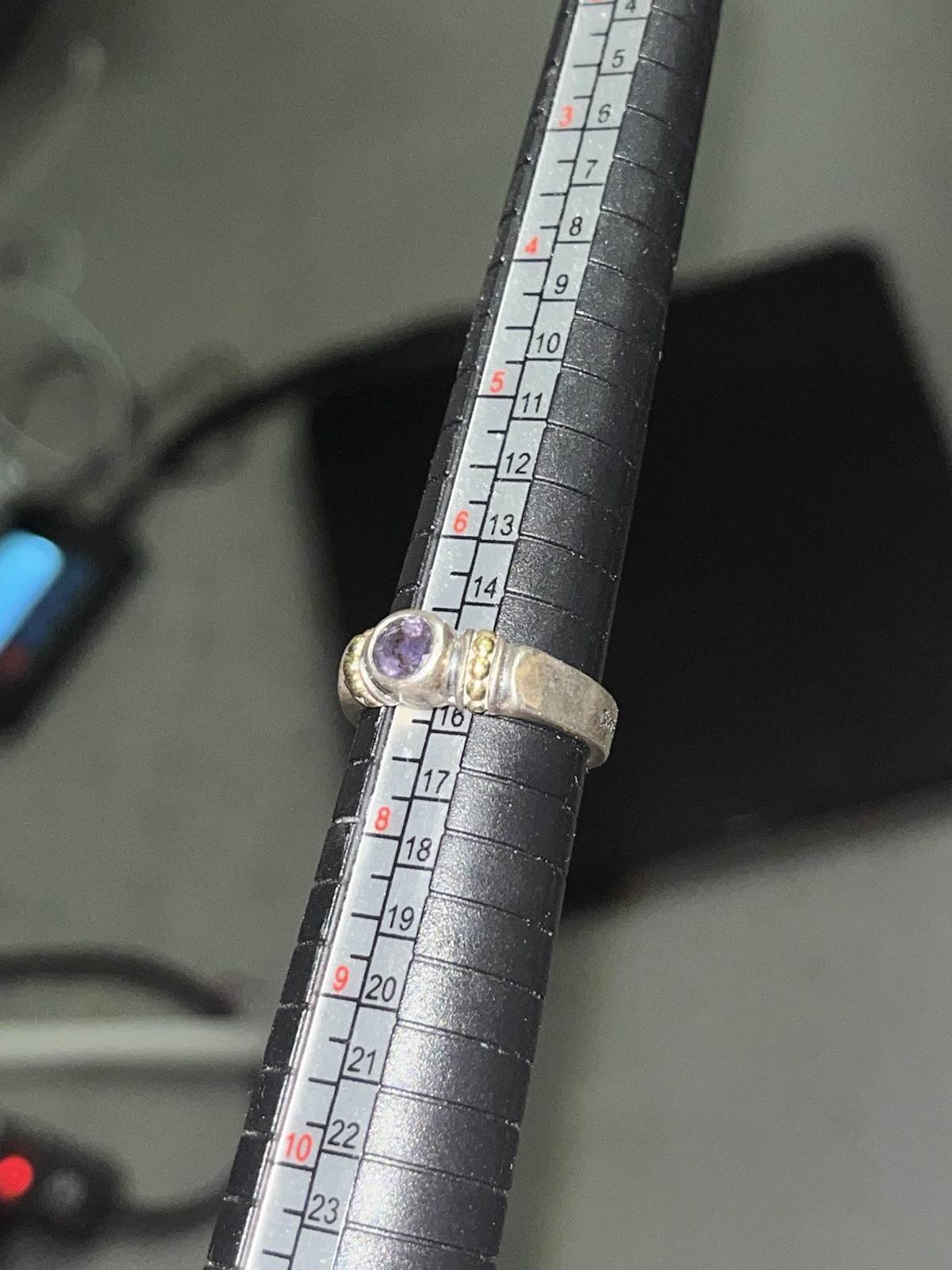 LAGOS Silver & 18K Yellow Gold Caviar Ring Size 7
