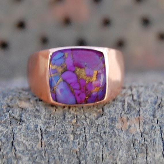 Solid 925 Sterling Silver AA Natural Copper Turquoise Gemstone Men’s Unisex Ring