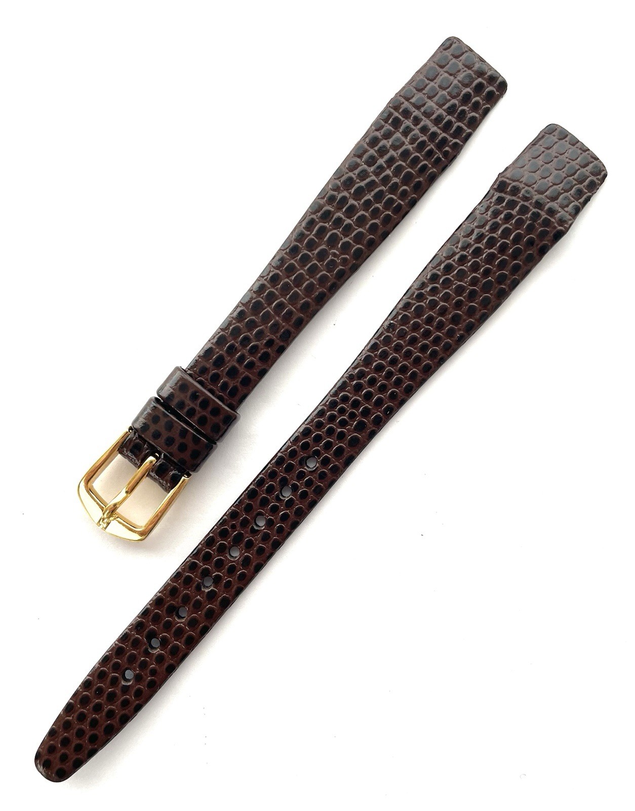 13mm Hirsch Brown Lizard Grain Genuine Leather – 13mm Open Ended Watch Band NEW