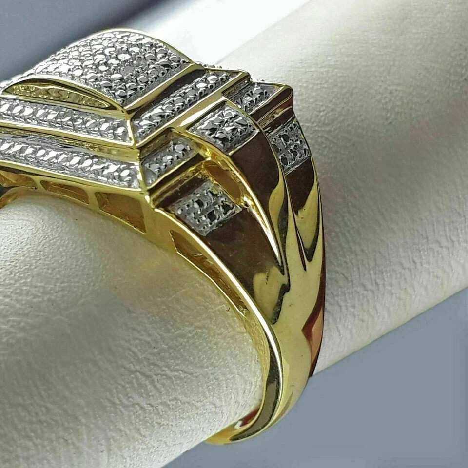 1.70Ct Lab-Created Diamond Engagement Pinky Ring Men’s 14K Yellow Gold Fn Band