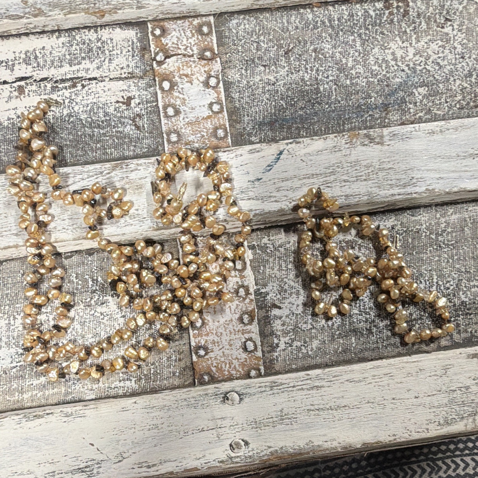 Artisan Champagne FW Pearl & Smokey Quartz Bracelet and Necklace 14K Yellow Gold