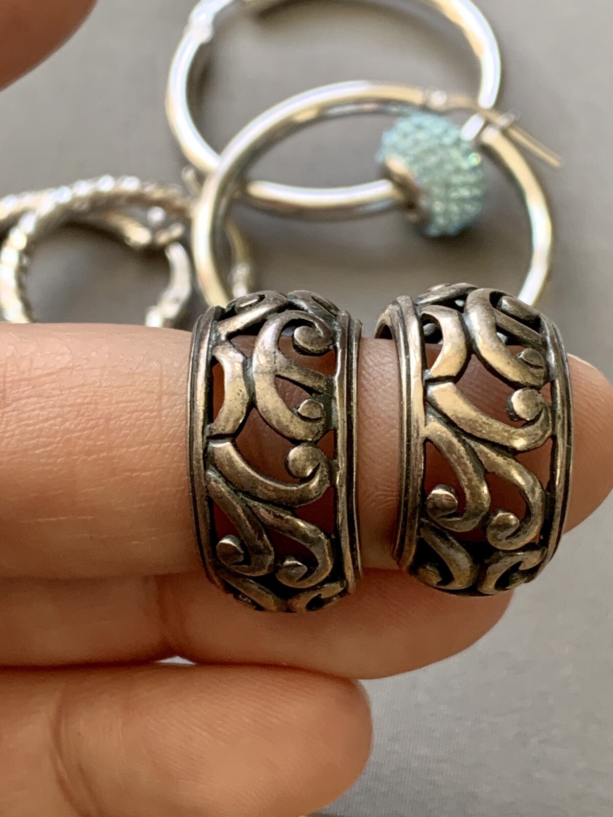 Sterling 925 Hoop Earrings LOT MA Italy 20.1 Grams Scrap or Wear up to 1.5 Inch