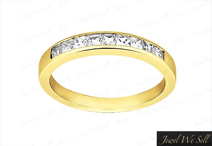 Genuine 0.27ct Diamond Wedding Band Ring 10k Yellow Gold Princess G-H I1 Channel