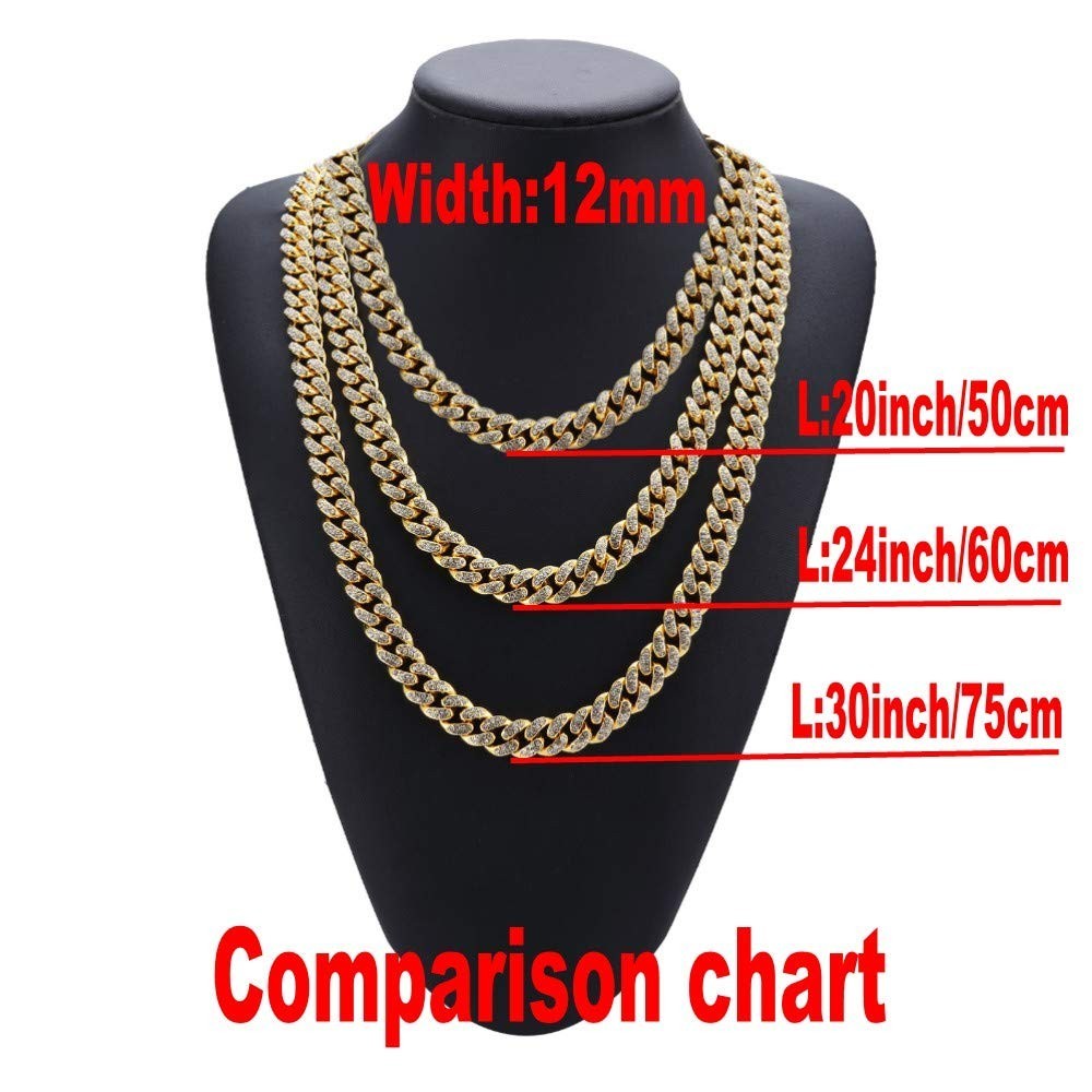 Cuban Link Chain Set for Men 12/14/20mm – 18K Gold Plated, Iced Out Necklace & B