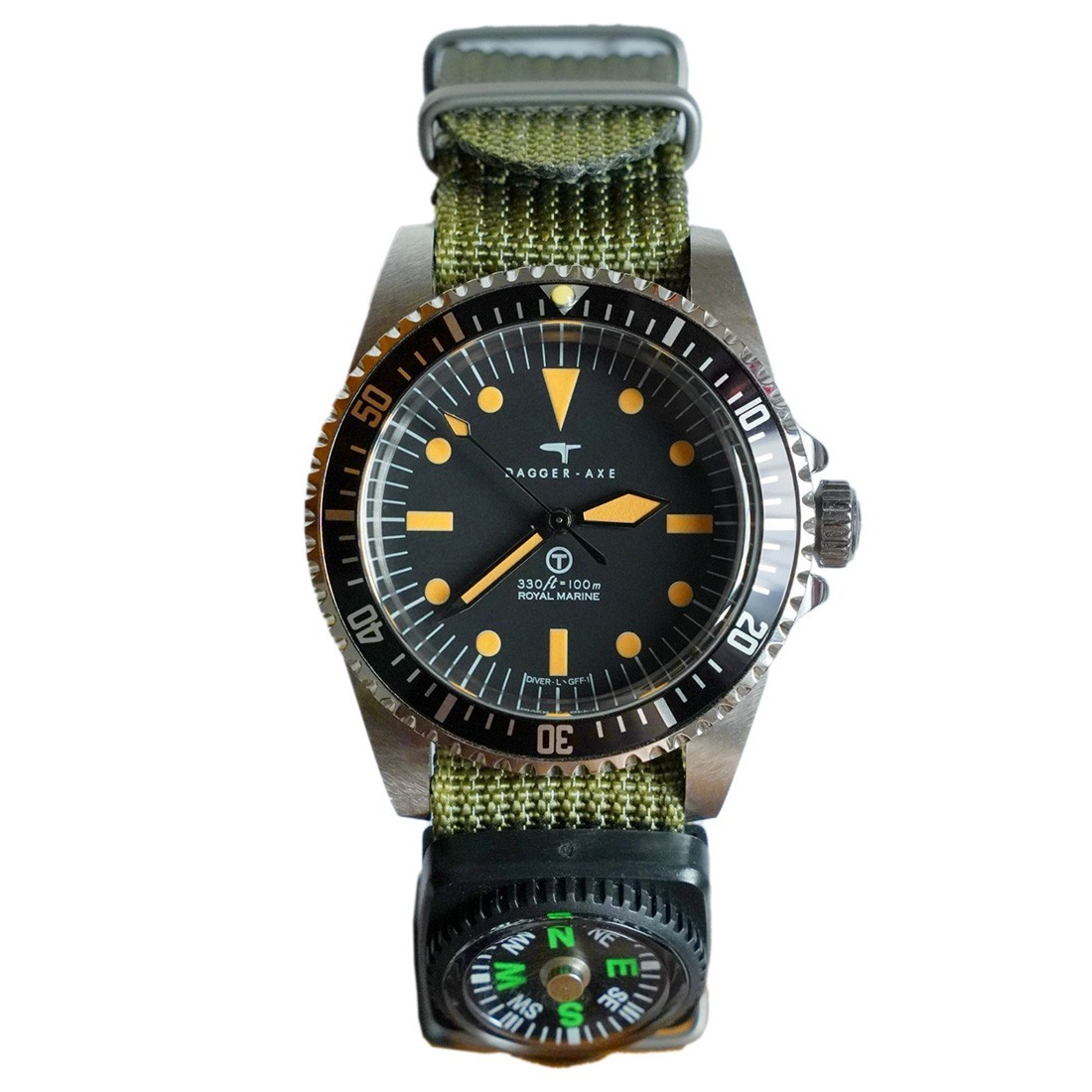 Dagger Axe DG-T008 Automatic Steel Fabric Compass Green Diver Men’s Watch