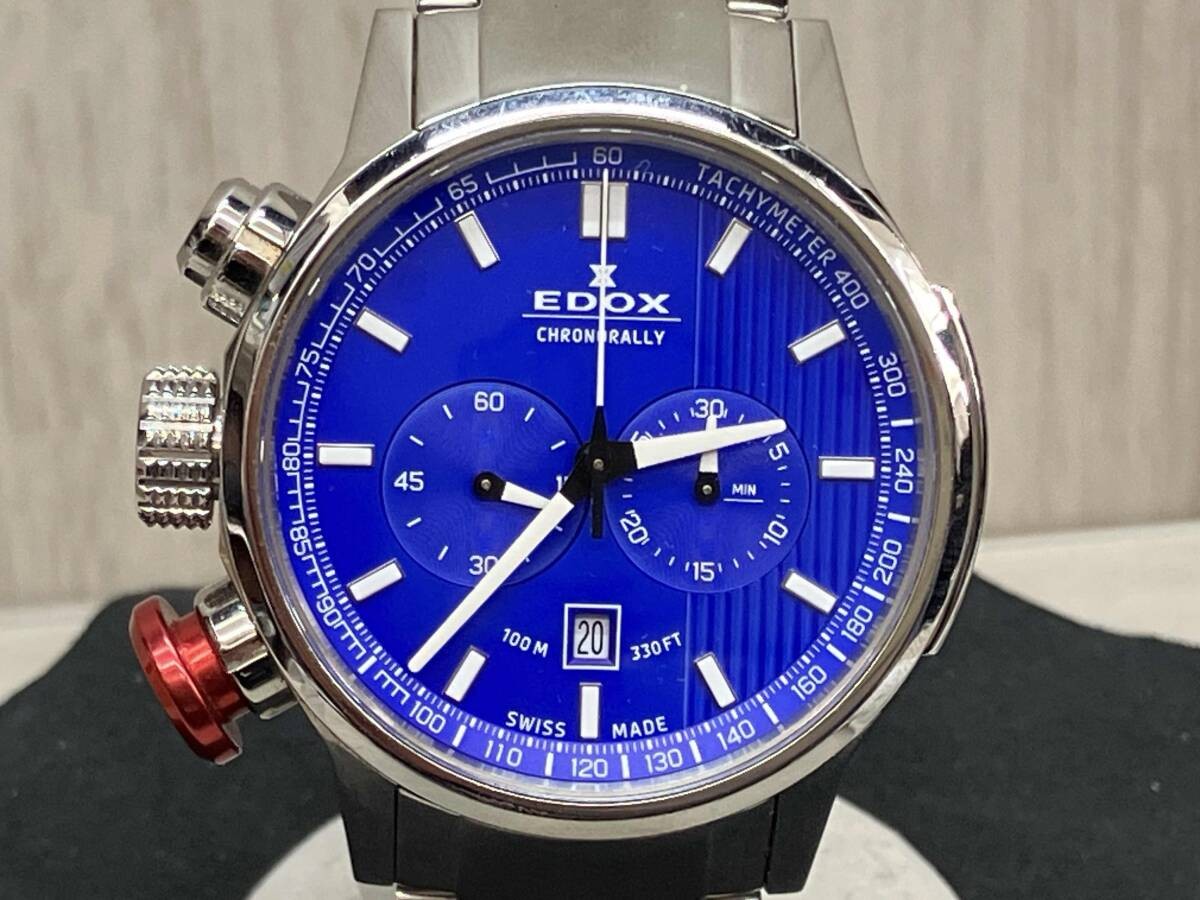 EDOX CHRONORALLY 10302 Wristwatch Timepiece Blue Dial 4 5cm Case 18cm Strap