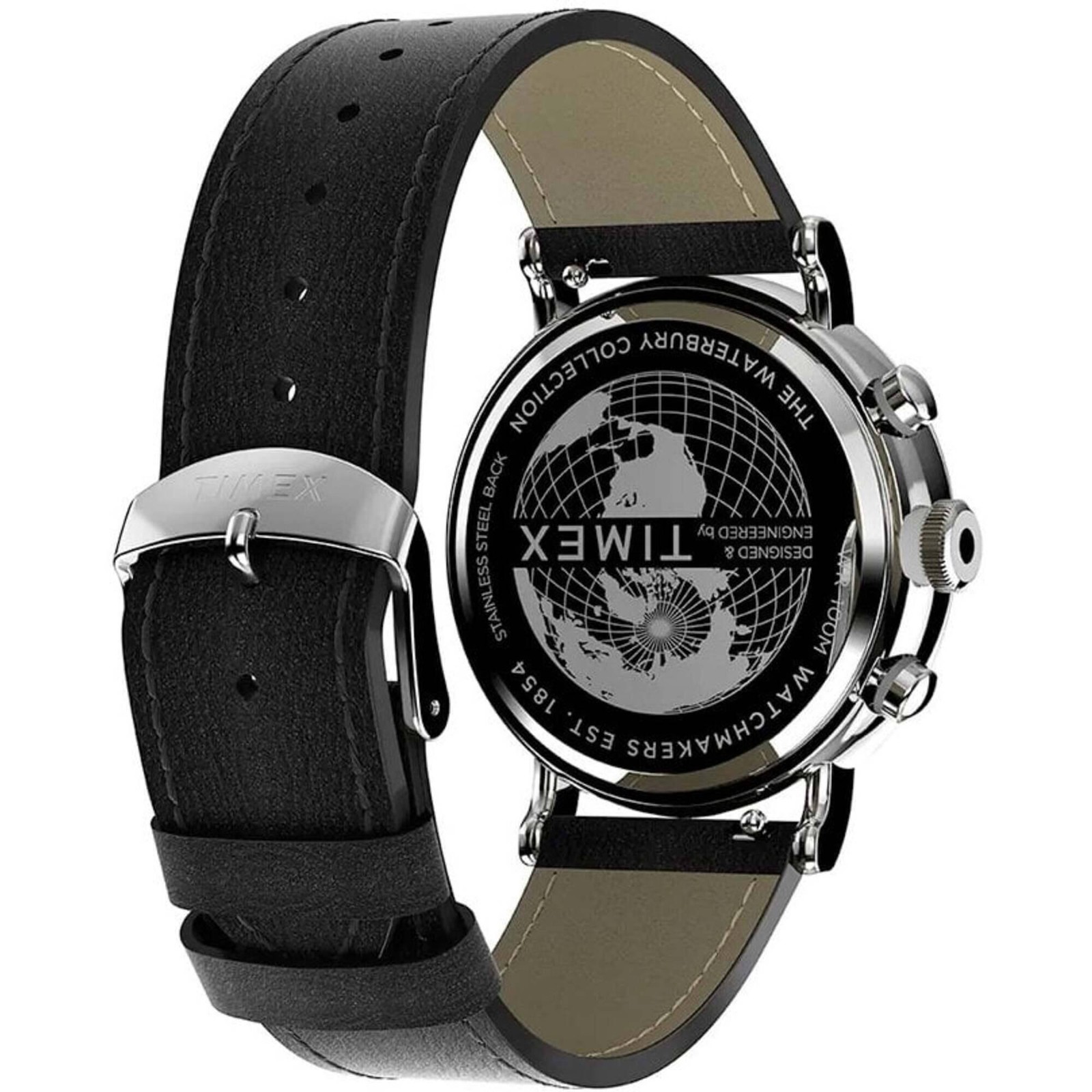 Timex Men’s Watch The Waterbury Quartz Grey Dial Black Leather Strap TW2W47400VQ