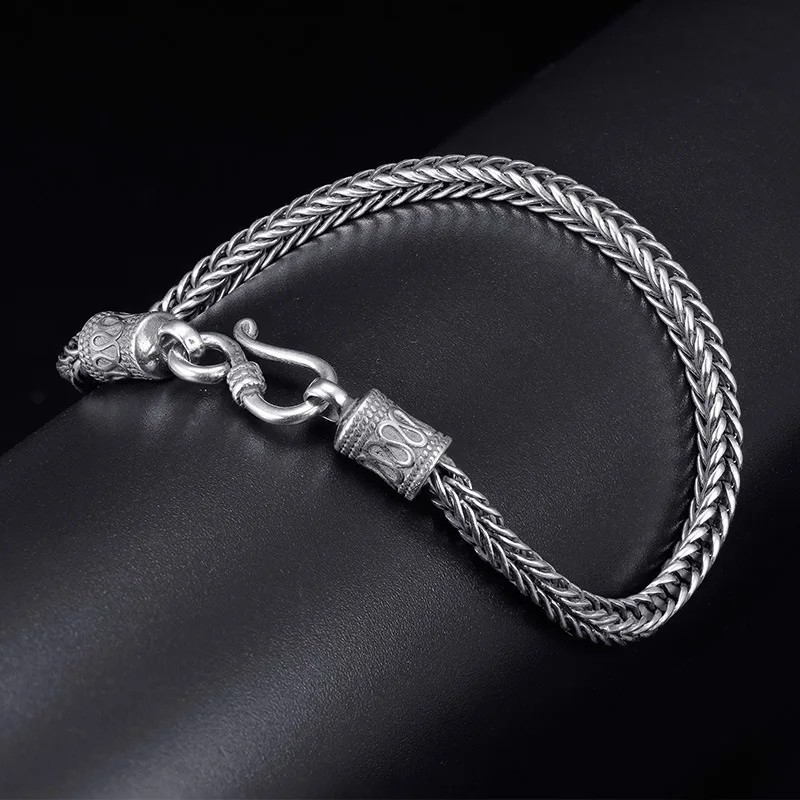 925 Sterling Silver Bangle Bracelet Chain Popular Vintage Bracelets Mens Gift