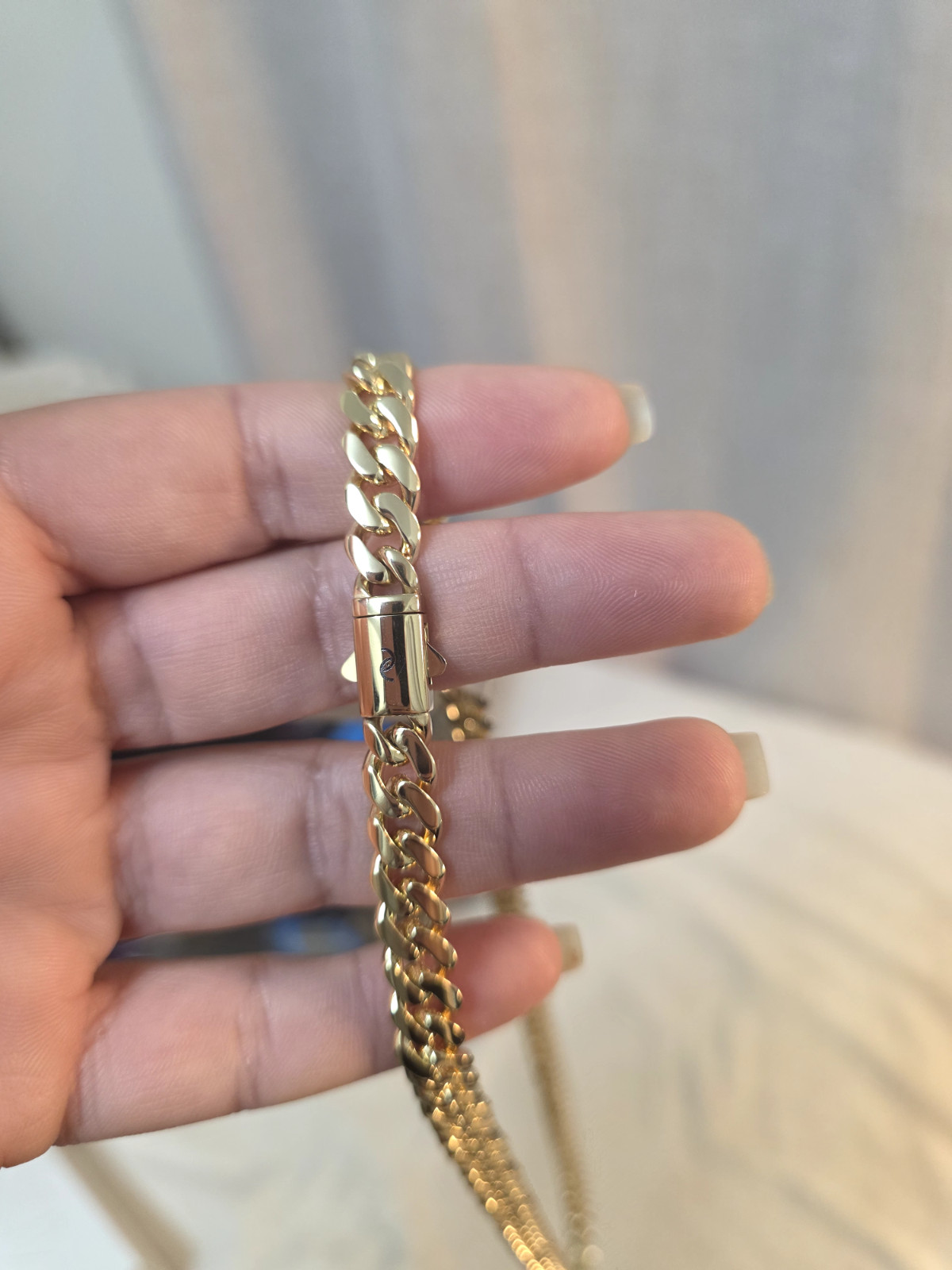 14k Gold Plated Monaco Chain, Bracelet, Anklet Cuban Link 6mm-8mm 7″-24″