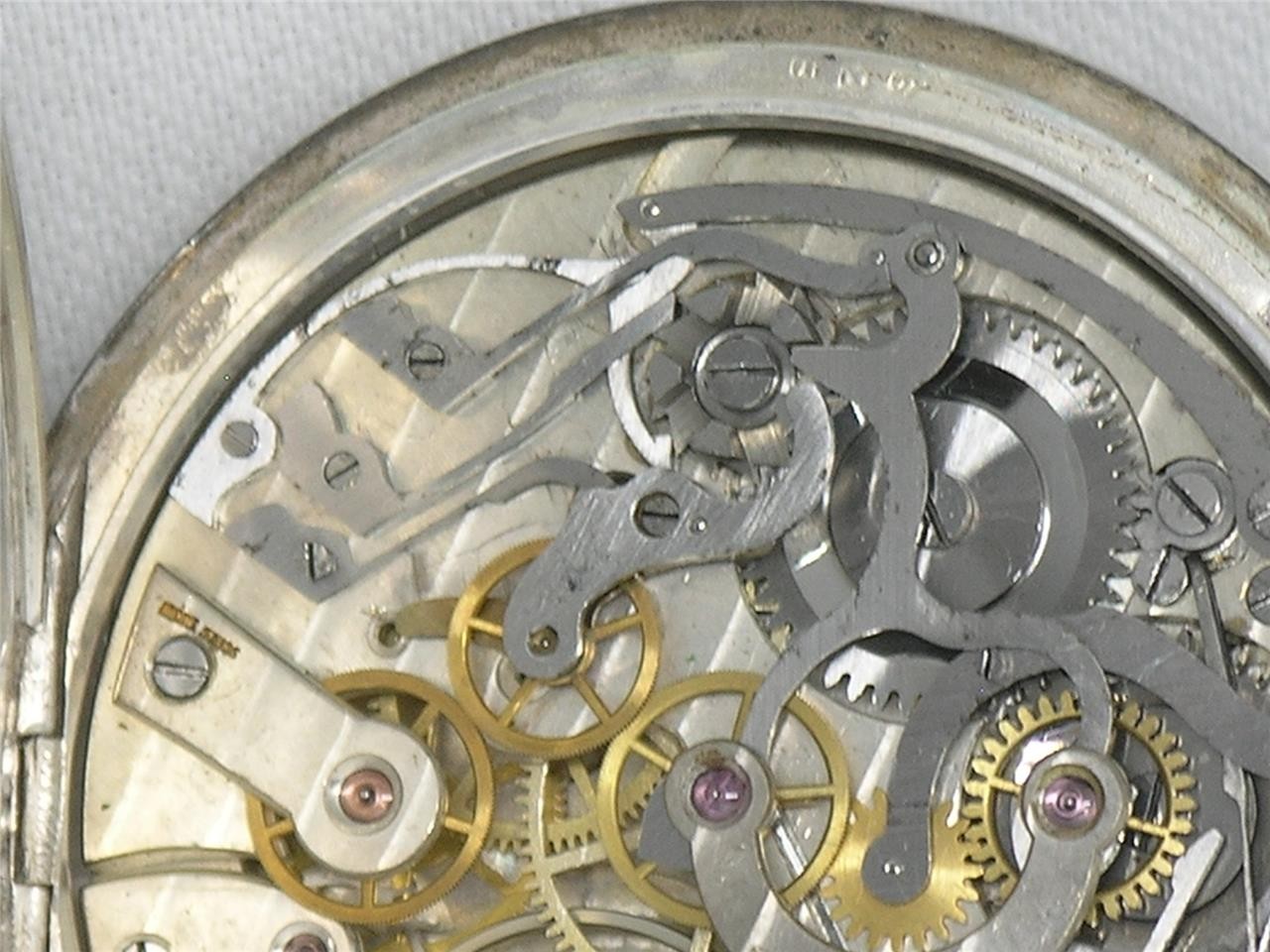 VINTAGE 51MM 17 JEWEL GIRARD-PERREGAUX CHRONOGRAPH SILVER POCKET WATCH, RUNNING!