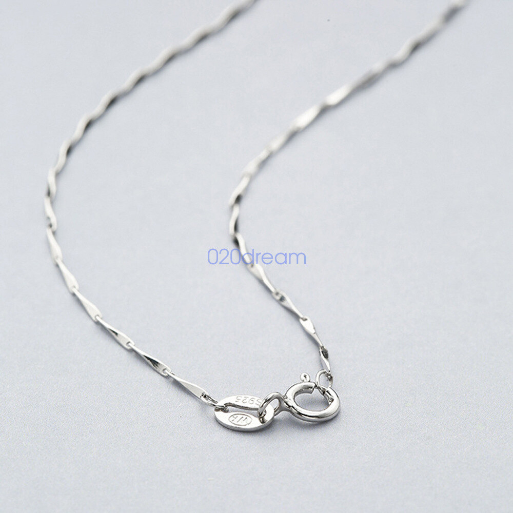 Real 925 Sterling Silver Necklace 0.8mm Triangle Chain 14-24″ Extend Adjust