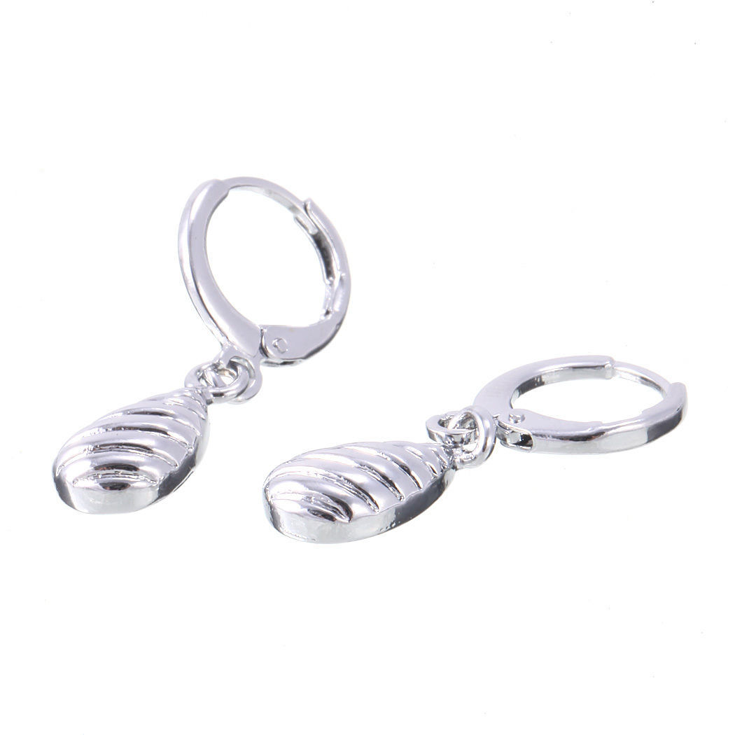 Cute New 14K White Gold Filled Teardrop Mini Leverback Hoop Dangle Drop Earrings
