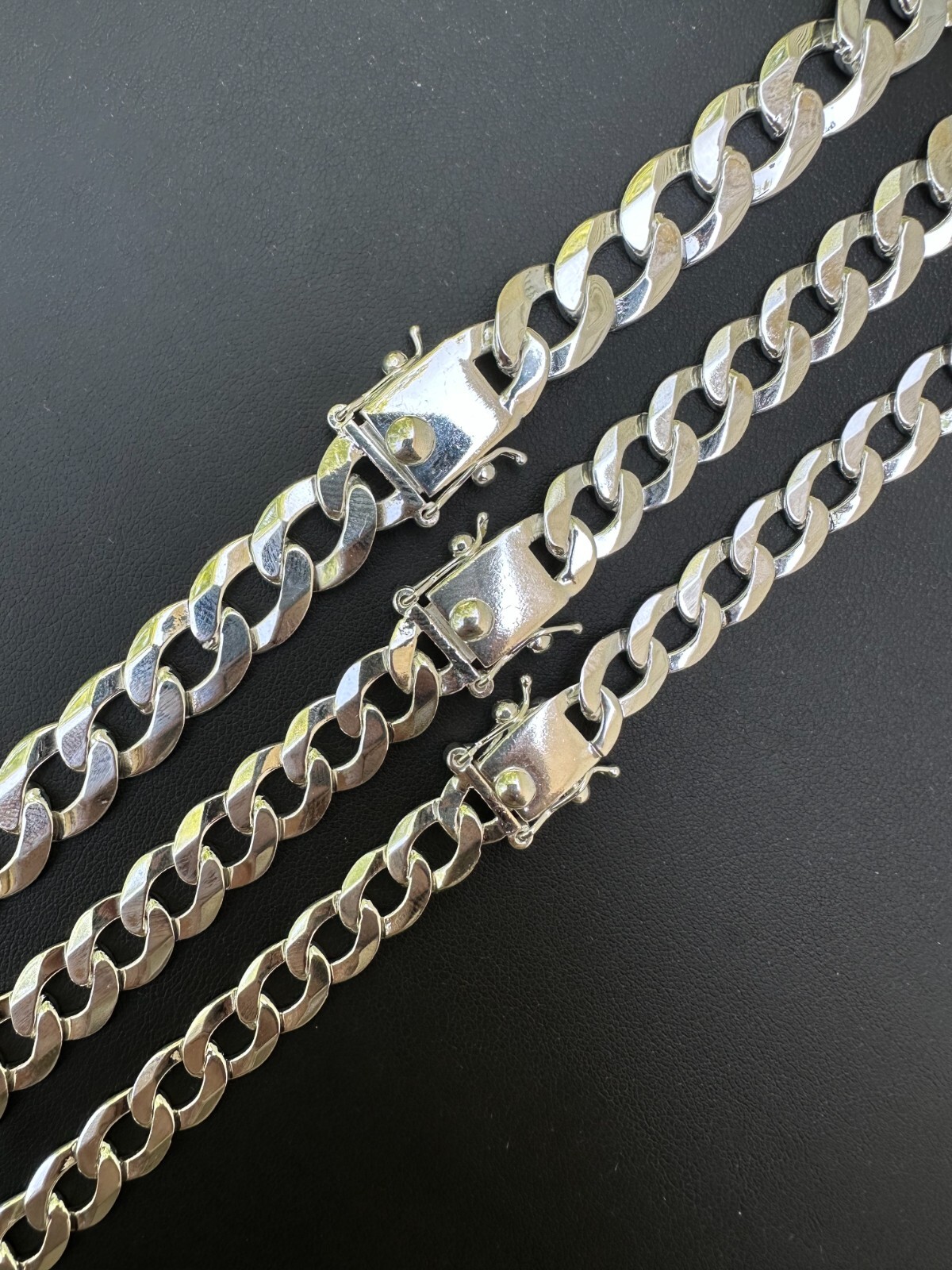 Curb Cuban Link Chain Necklace Bracelet Real 925 Sterling Silver Sleek Box Clasp
