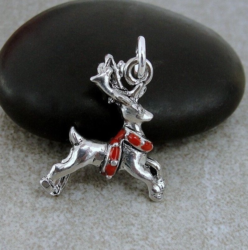 Silver Reindeer Charm – Christmas Charm – Rudolph Charm – Reindeer Jewelry