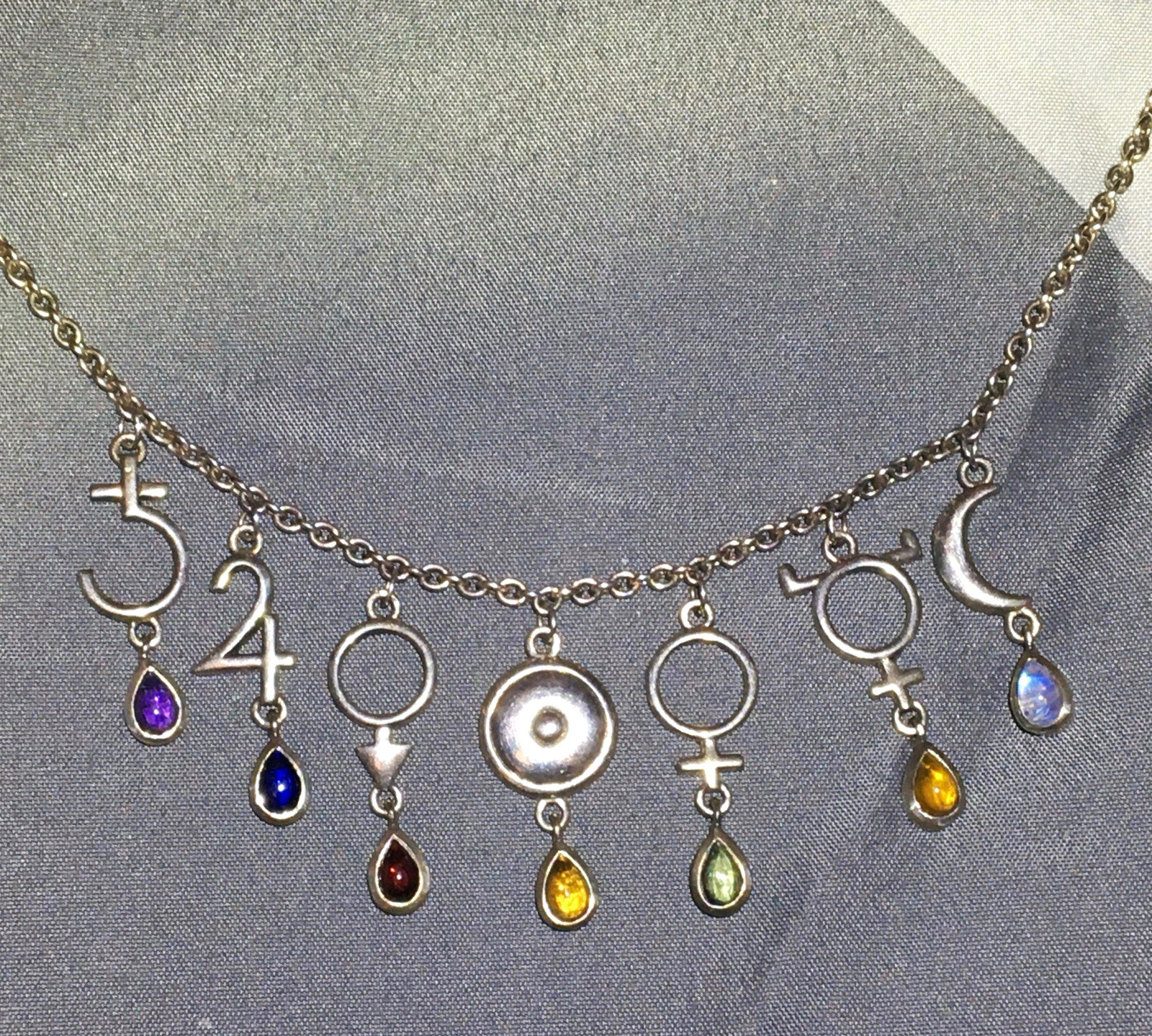 Peter Stone 925-7 Classical Planets Necklace Moons Necklace Retired Vintage Gems