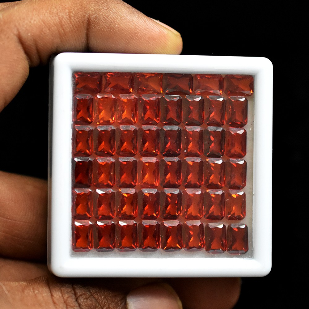 7×5 mm Natural Orange Sapphire 12.00 Ct Lot Certified Emerald Cut Gems For Gift