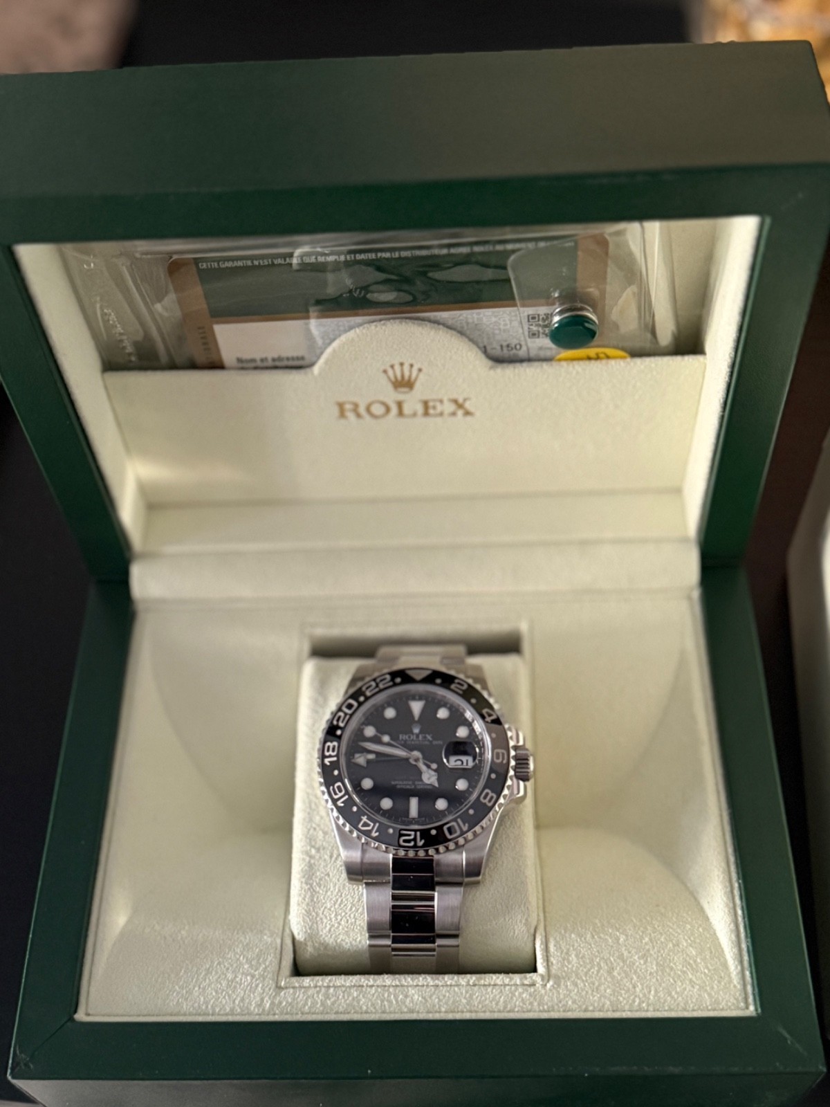2009 Rolex GMT-Master II 116710LN Silver Oyster Bracelet with Black Bezel